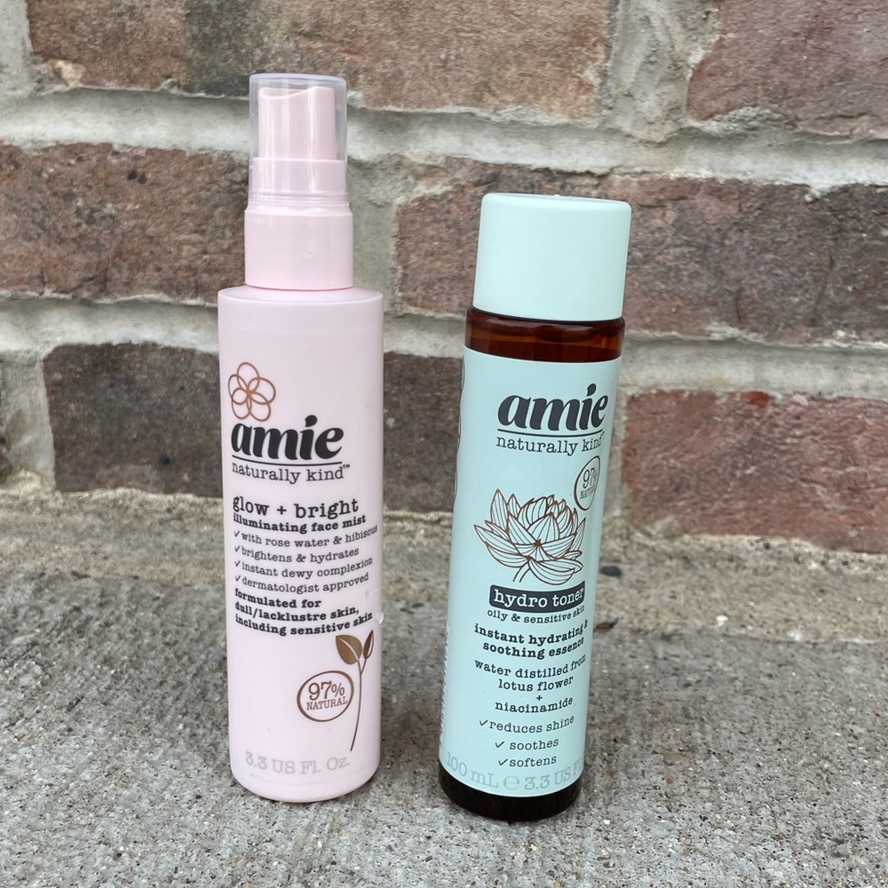 AMIE Glow + Bright Exfoliating Hydrating Lotion Cream Spray Oil NEW